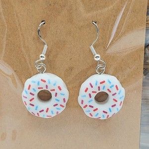 3D White Donut Earrings